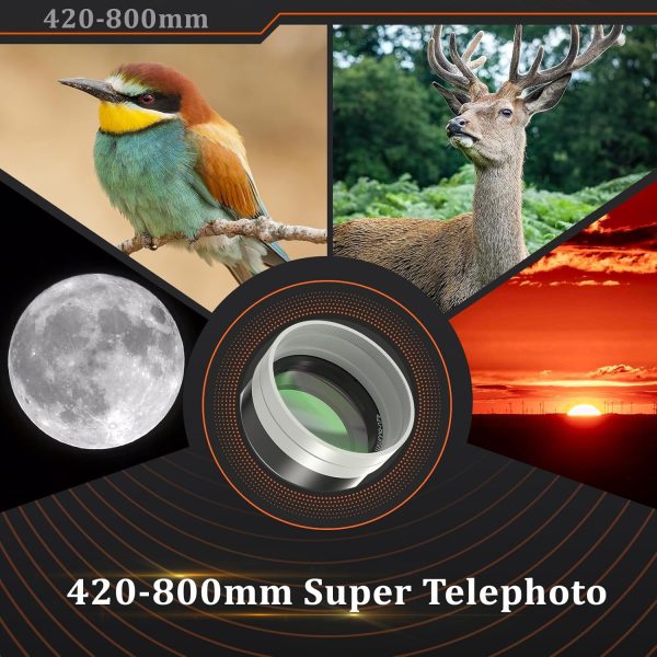 420-800mm Telephoto Lens for Canon - EF Lens for Canon DSLR, Manual Focus MF Zoom Lens for Canon EOS Rebel SL3 SL2 SL1 T8i T7i T7 T6 4000D 1500D 90D 80D 77D 70D 60D 7D 6D 5D 1D DSLR Cameras - Image 7