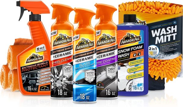 Armor All Ultimate Car Detailing Kit, Includes Car Wash, Glass Cleaner, Tire Cleaner, Microfiber Accessories (9 Piece Kit) - Image 9