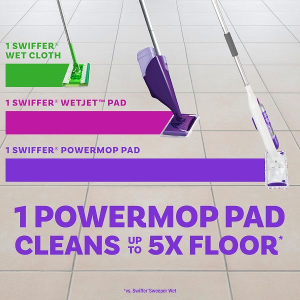 Swiffer Power Mop, Floor Cleaner for Mopping Tile, Vinyl, Laminate, Wood in Home, Bathroom, Kitchen, All Purpose Multi-Surface Cleaning Set Includes PowerMop, 2 Pads, 1 Fresh Solution, & 2 Batteries - Image 7