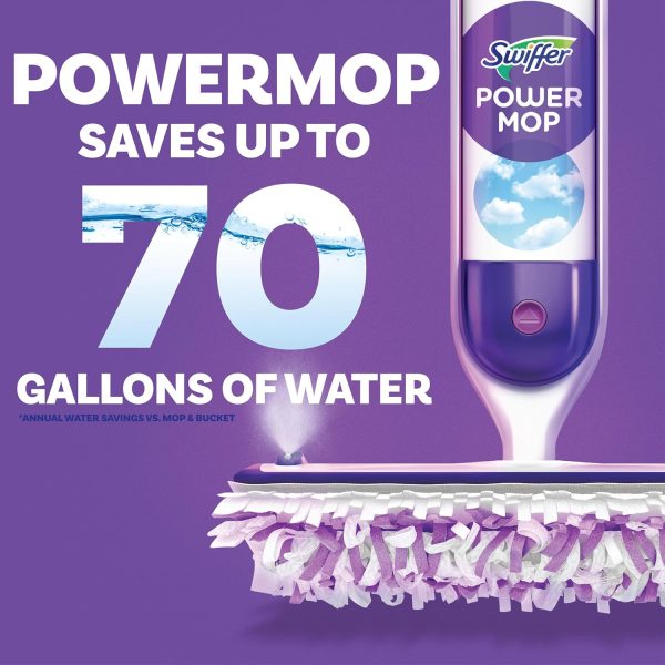 Swiffer Power Mop, Floor Cleaner for Mopping Tile, Vinyl, Laminate, Wood in Home, Bathroom, Kitchen, All Purpose Multi-Surface Cleaning Set Includes PowerMop, 2 Pads, 1 Fresh Solution, & 2 Batteries - Image 9